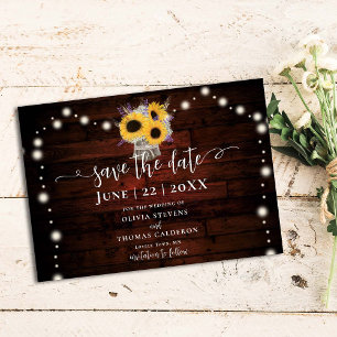 Rustige zonnebloemen lavender Wheat Barn Wedding S Save The Date