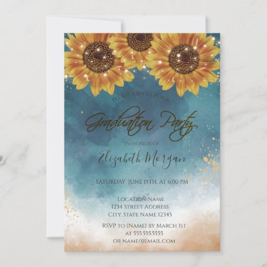 Rustige zonnebloemen, licht Afstuderen Kaart (Voorkant)