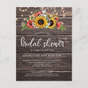 Rustige zonnebloemen Lichten Bridal Shower Briefkaart