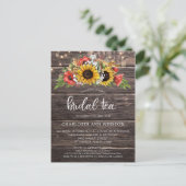 Rustige zonnebloemen lichten Bridal Tea Uitnodigin Briefkaart (Staand voorkant)