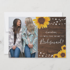 Rustige zonnebloemen Lichten Bridesmaid Foto Verzo Kaart