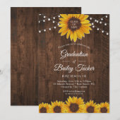 Rustige zonnebloemen Lichten Houtengradatie Partij Kaart (Voorkant / Achterkant)