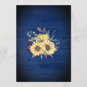 Rustige zonnebloemen lichten marineblauw hout huwe kaart (Achterkant)