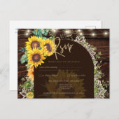 Rustige zonnebloemen Lights Lace Arch Wedding Briefkaart (Voorkant / Achterkant)