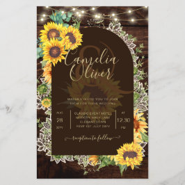 Rustige zonnebloemen Lights Lace Arch Wedding Flyer