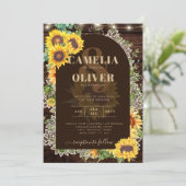 Rustige zonnebloemen Lights Lace Arch Wedding Kaart (Staand voorkant)