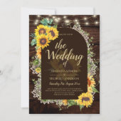 Rustige zonnebloemen Lights Lace Arch Wedding Kaart (Voorkant)