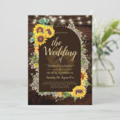 Rustige zonnebloemen Lights Lace Arch Wedding Kaart (Staand voorkant)