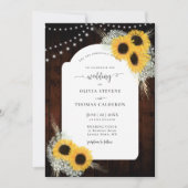 Rustige zonnebloemen Lijst Barn Lights Wedding Kaart (Voorkant)