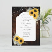 Rustige zonnebloemen Lijst Barn Lights Wedding Kaart (Staand voorkant)