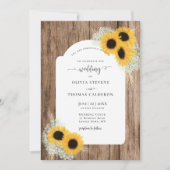 Rustige zonnebloemen Lijst Hout Elegant Wedding Kaart (Voorkant)