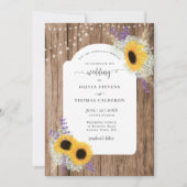 Rustige zonnebloemen Lijst Wood Barn Wedding Kaart (Voorkant)