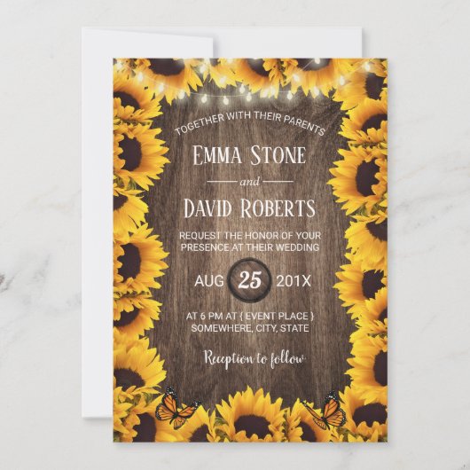 Rustige zonnebloemen Lijst zomerbruiloft Kaart (Voorkant)