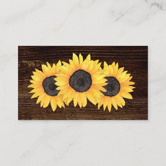 Rustige zonnebloemen — luer Raffle-Baby shower Visitekaartje (Achterkant)