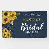 Rustige zonnebloemen, marineproducten en goudVrijg Spandoek (Horizontaal)