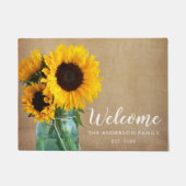 Rustige zonnebloemen Mason Jar Country Gepersonali Deurmat (Voorkant)