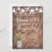 Rustige zonnebloemen - Mason Jar Country Weddensch Kaart (Voorkant)