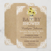 Rustige zonnebloemen Mason Jar Lace Kraft Baby sho Kaart (Voorkant / Achterkant)
