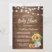 Rustige zonnebloemen Mason Jar Lights Baby shower Kaart (Voorkant)