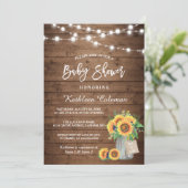 Rustige zonnebloemen Mason Jar Lights Baby shower Kaart (Staand voorkant)
