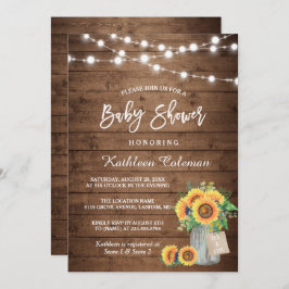 Rustige zonnebloemen Mason Jar Lights Baby shower Kaart