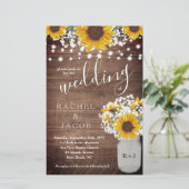 Rustige zonnebloemen Mason Jar Lights Weddenschap (Staand voorkant)