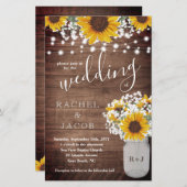 Rustige zonnebloemen Mason Jar Lights Weddenschap (Voorkant / Achterkant)