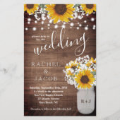 Rustige zonnebloemen Mason Jar Lights Weddenschap (Voorkant)