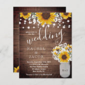 Rustige zonnebloemen Mason Jar Lights Weddenschap (Voorkant / Achterkant)