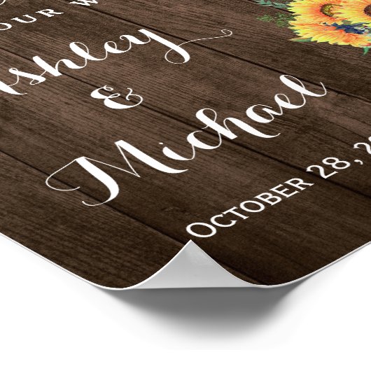 Rustige zonnebloemen Mason Jar Lights Wedding Sign Poster (Hoek)