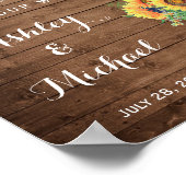 Rustige zonnebloemen Mason Jar Lights Wedding Sign Poster (Hoek)