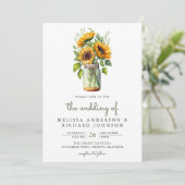 Rustige zonnebloemen Mason Jar QR Code Weddenschap Kaart (Staand voorkant)