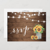 Rustige zonnebloemen Mason Jar String Lights RSVP Uitnodiging Briefkaart (Voorkant / Achterkant)
