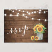 Rustige zonnebloemen Mason Jar String Lights RSVP Uitnodiging Briefkaart (Voorkant)