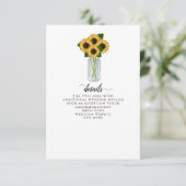 Rustige zonnebloemen Mason Jar Wedding Informatiekaartje (Staand voorkant)