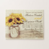 Rustige zonnebloemen Mason Jar Wedding Invite Puzz Legpuzzel (Horizontaal)