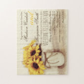 Rustige zonnebloemen Mason Jar Wedding Invite Puzz Legpuzzel (Verticaal)
