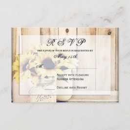 Rustige zonnebloemen Mason Jar Wedding RSVP-kaarte RSVP Kaartje