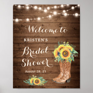 Rustige zonnebloemen Meisje Boots Vrijgezellenfees Poster