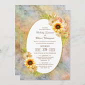 Rustige zonnebloemen met ovaal Lijst bruiloft Kaart (Voorkant / Achterkant)