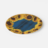 Rustige zonnebloemen Navy Blue Barn Wood Papieren Bordje (Gekanteld)