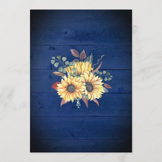 Rustige zonnebloemen Navy Blue Jar Lights Wedding Kaart (Achterkant)