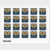 Rustige zonnebloemen Navy Blue Wedding Favor Vierkante Sticker (Vel)