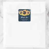Rustige zonnebloemen Navy Blue Wedding Favor Vierkante Sticker (Tas)