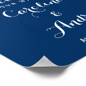 Rustige zonnebloemen Navy Blue Welcome Wedding Sig Poster (Hoek)