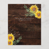 Rustige zonnebloemen Olive Leaves Wedding Invite (Achterkant)