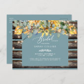 Rustige zonnebloemen Omheining Blauwgroen Vrijgeze Uitnodiging Briefkaart (Voorkant / Achterkant)