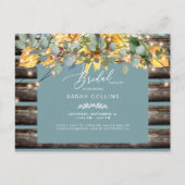 Rustige zonnebloemen Omheining Blauwgroen Vrijgeze Uitnodiging Briefkaart (Voorkant)