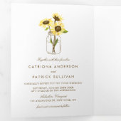 Rustige zonnebloemen op het huwelijk tussen Mason  Drieluik Uitnodiging (Binnenzijde eerst)