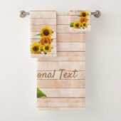 Rustige zonnebloemen op hout bad handdoek (Insitu)